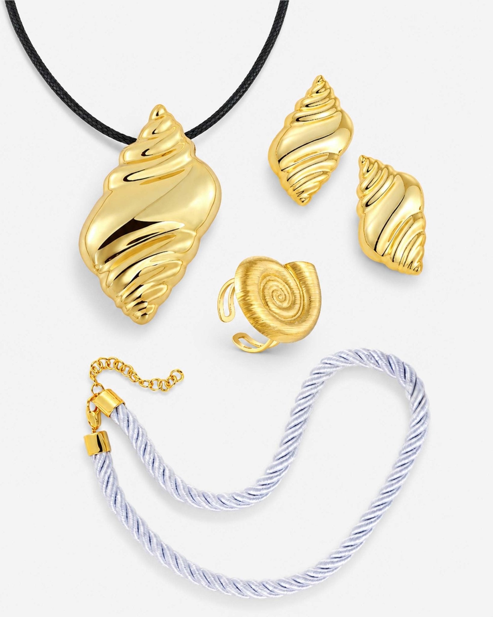 Caracola Set – Muschelschmuck aus vergoldetem Metall, La Playa Kollektion Cosytas