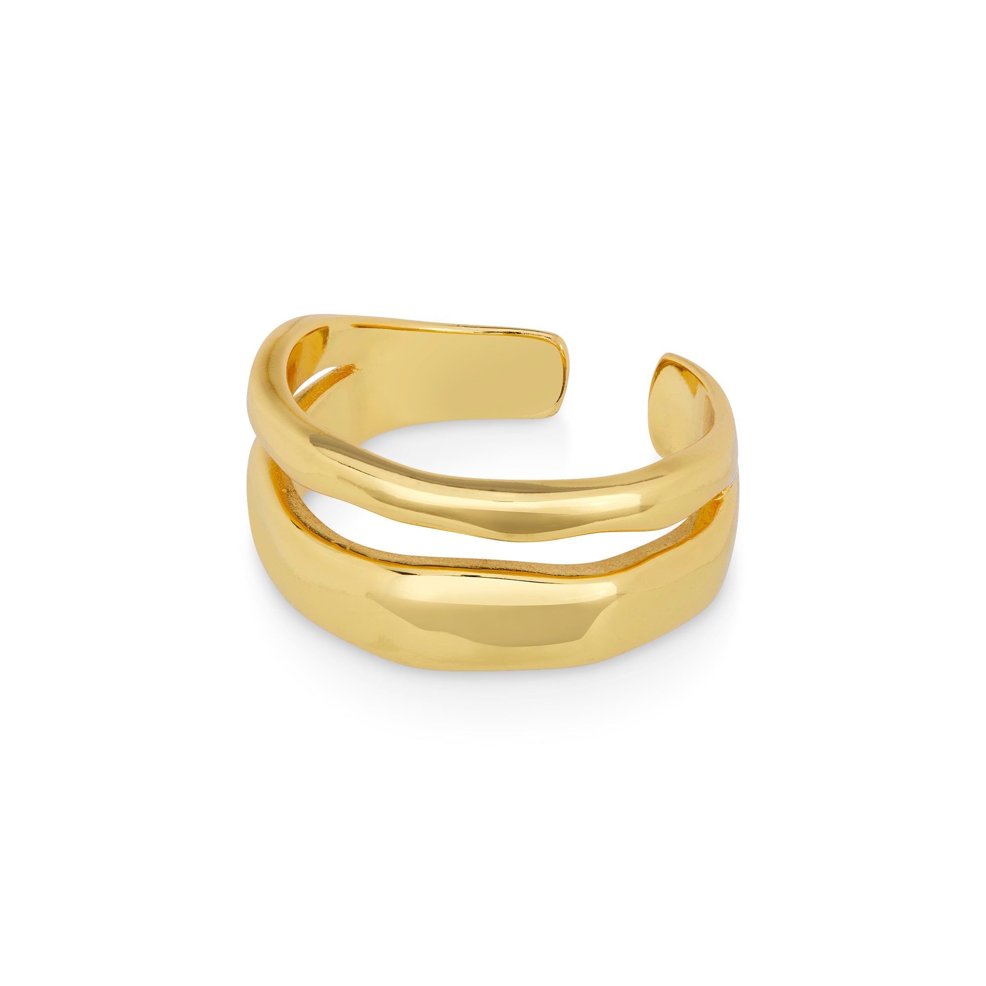 Seitenansicht des Cosytas Golden Flowline Rings aus 925er Sterling-Silber, 18k-gold-vergoldet