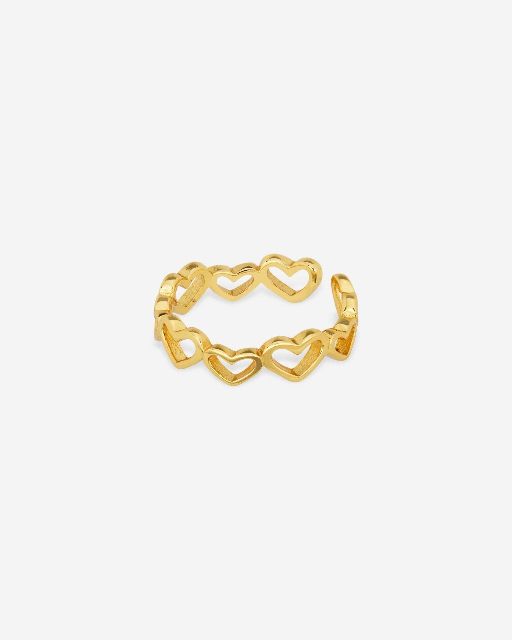 Seitenansicht des Golden Heartbeat Rings von Cosytas aus 925er Sterling Silber, plattiert mit 18k Gold