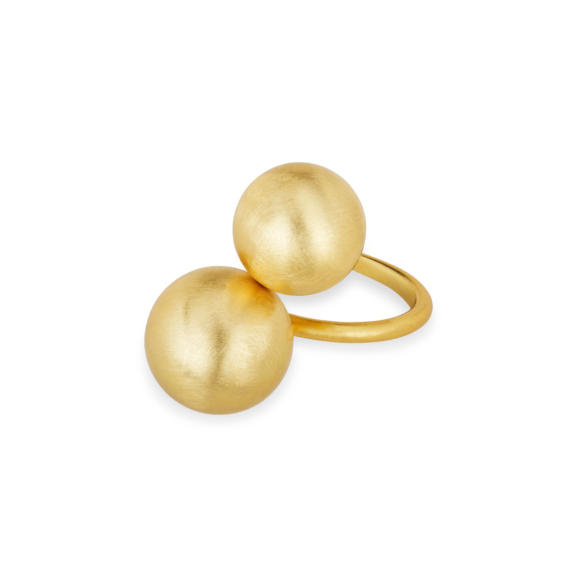 Vorderansicht des Lumina Double Sphere Goldrings von Cosytas