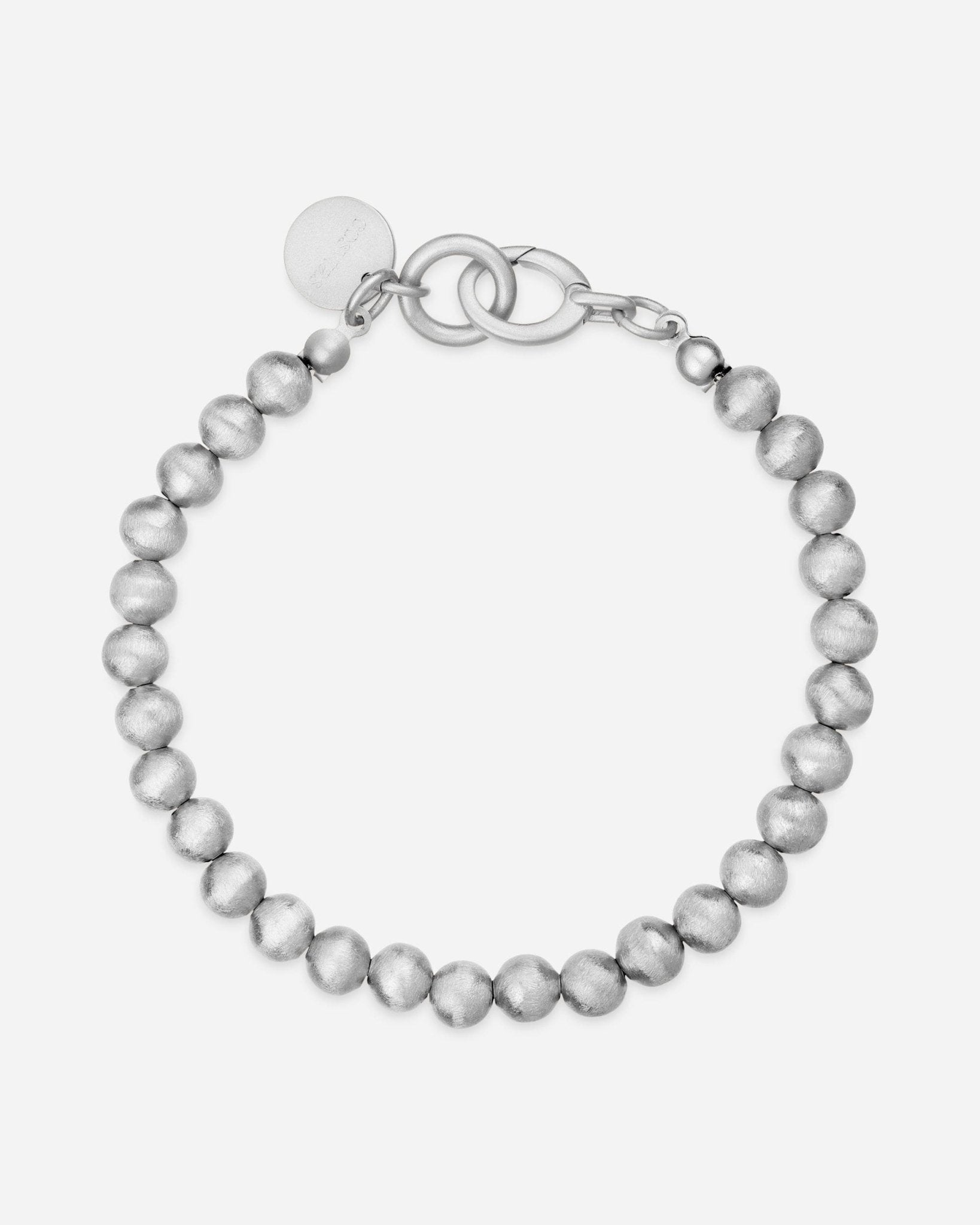 Cosytas Lumina Slim Silver Sphere Armband mit satinierten Silberkugeln und elegantem Verschluss