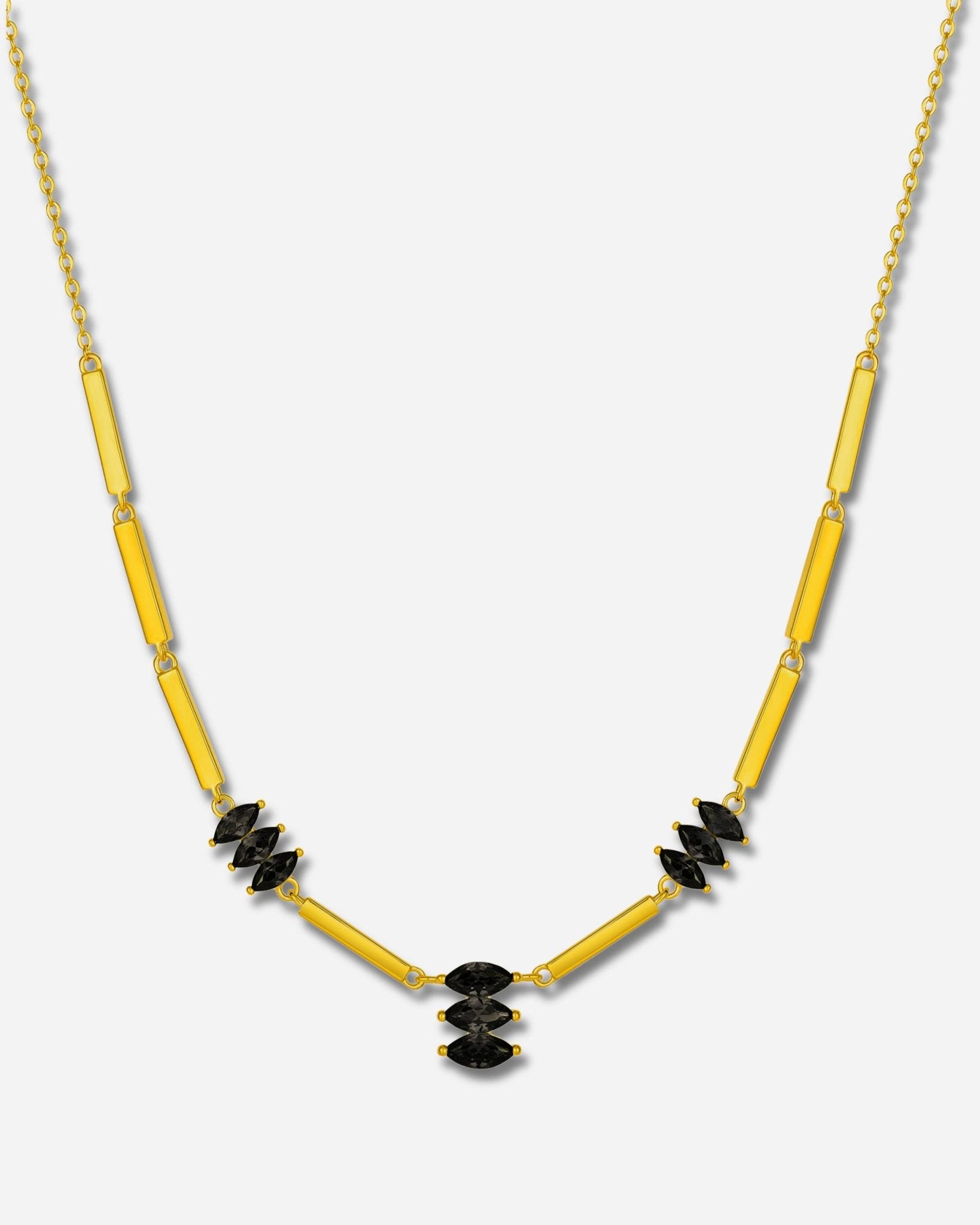 Moira Black Necklace, 18k Gold Vermeil