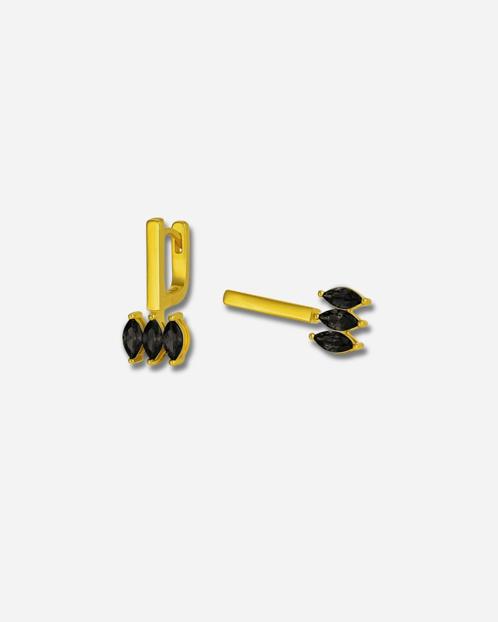 Moira Black Ohrringe aus 18k Gold Vermeil auf 925 Silber – Set-Ansicht Cosytas