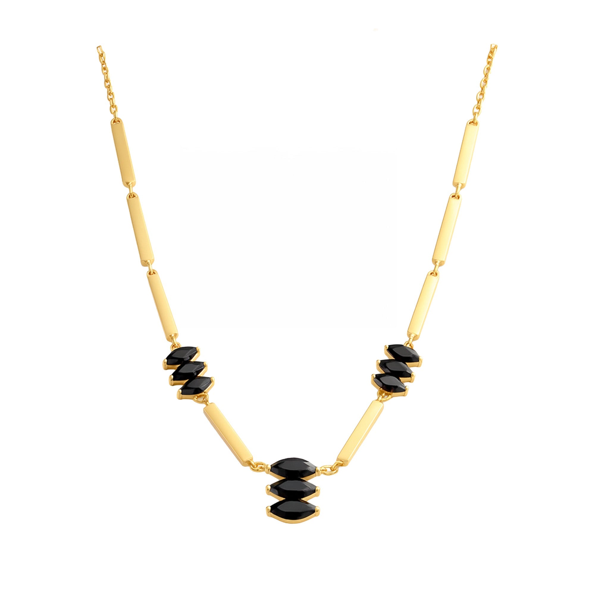 Produktfoto der Moira Black Halskette von Cosytas aus 18k Gold Vermeil auf 925 Silber mit schwarzen Akzenten und edlem Glanz.