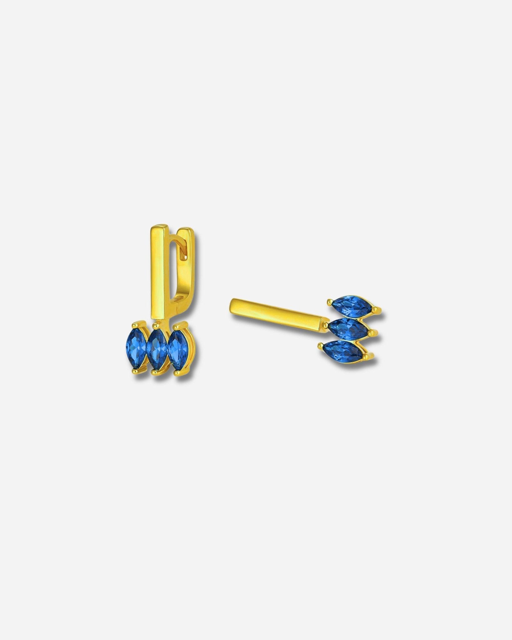 Moira Blue Ohrringe aus 18k Gold Vermeil auf 925 Silber – Set-Ansicht Cosytas