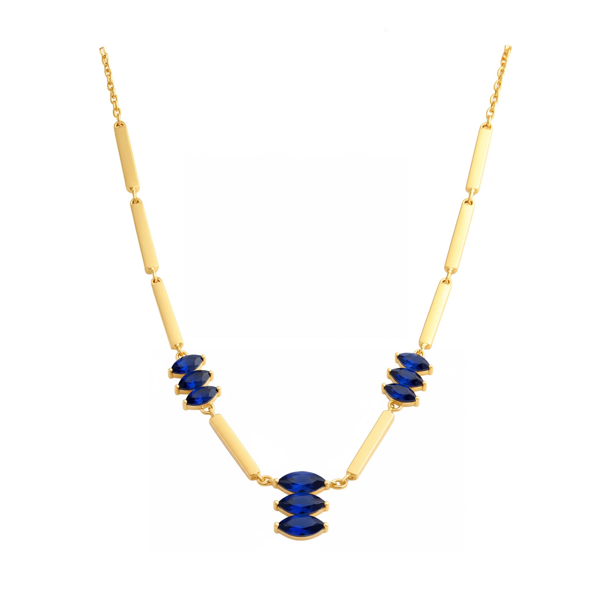 Produktfoto der Moira Blue Halskette von Cosytas aus 18k Gold Vermeil auf 925 Silber mit eleganten blauen Akzenten.