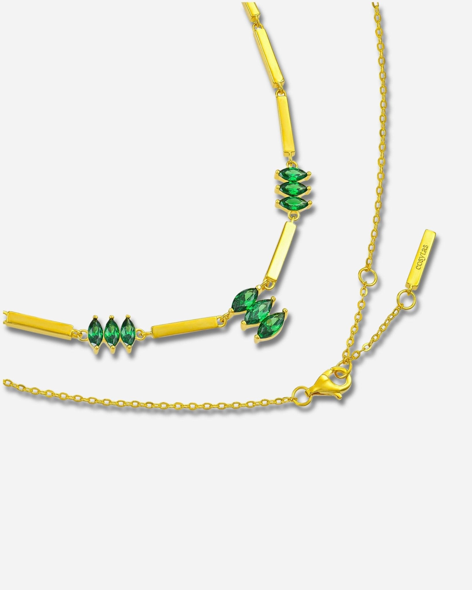 Moira Green Halskette aus 18k Gold Vermeil auf 925 Silber mit grünen Zirkonia – Produktansicht