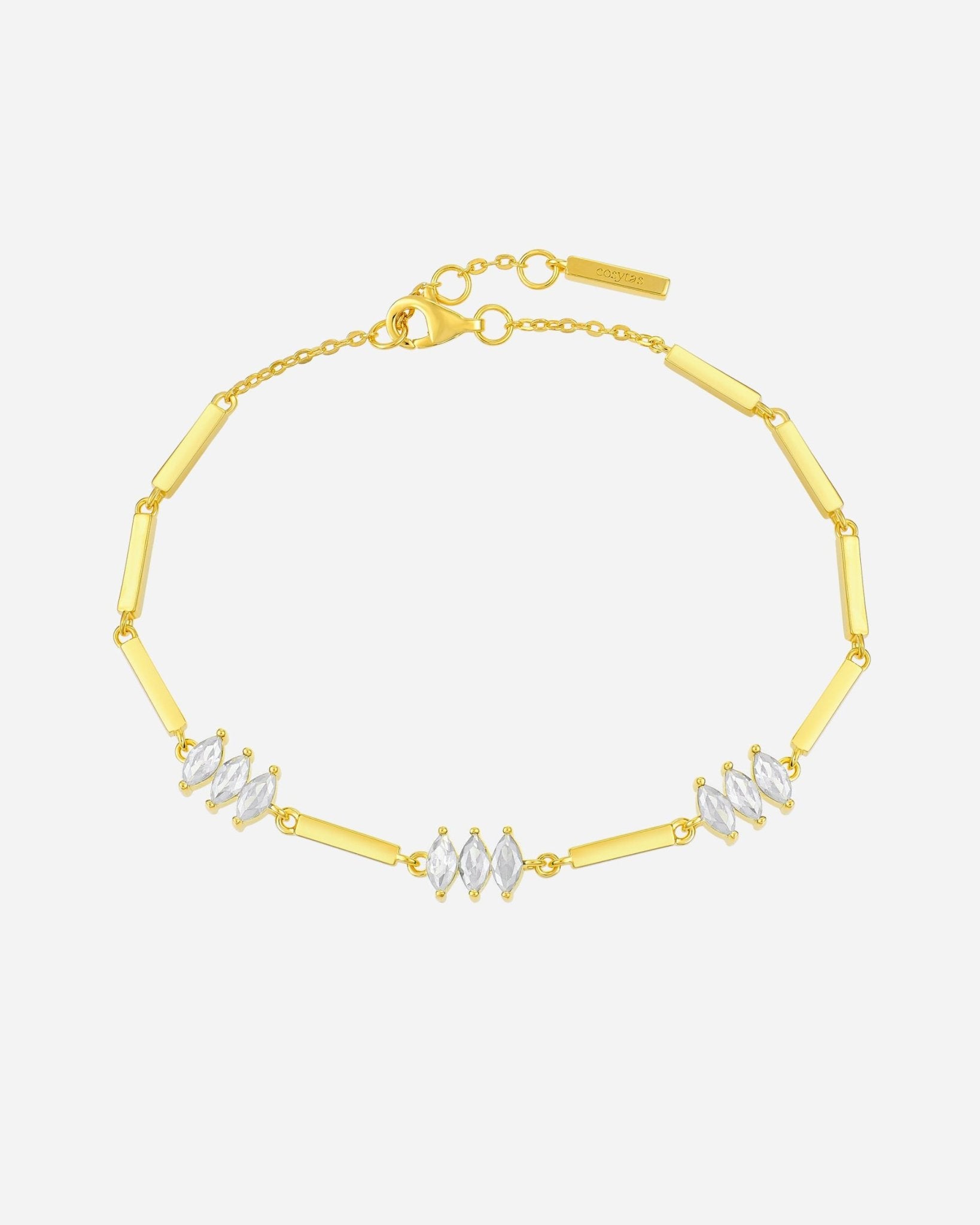 Moira White Armband aus 925 Sterling Silber mit 18k Gold Vermeil, weisse Zirkonia, feines Design