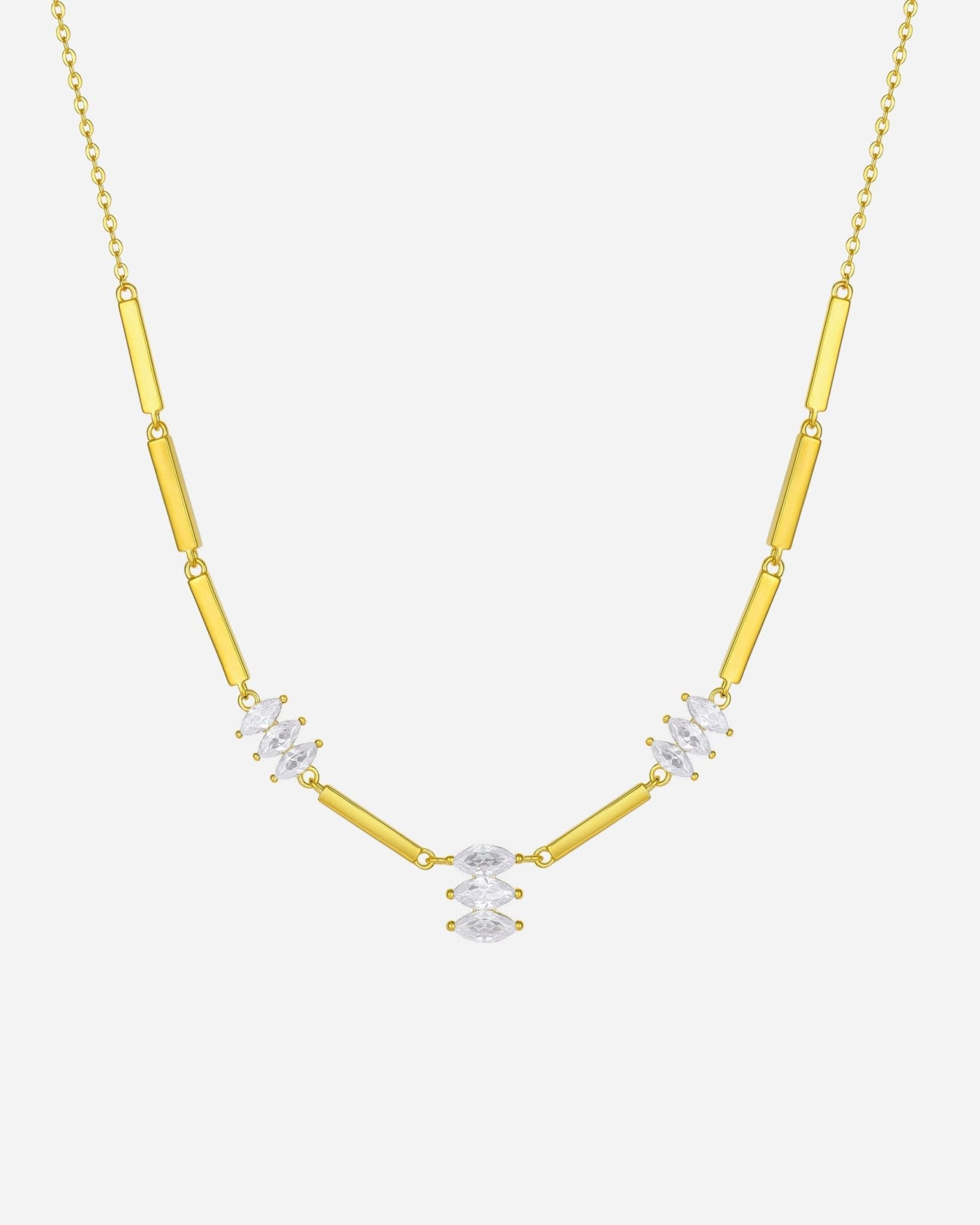 Moira White Halskette aus 925 Sterling Silber mit 18k Gold Vermeil, weisse Zirkonia, feine Gliederkette