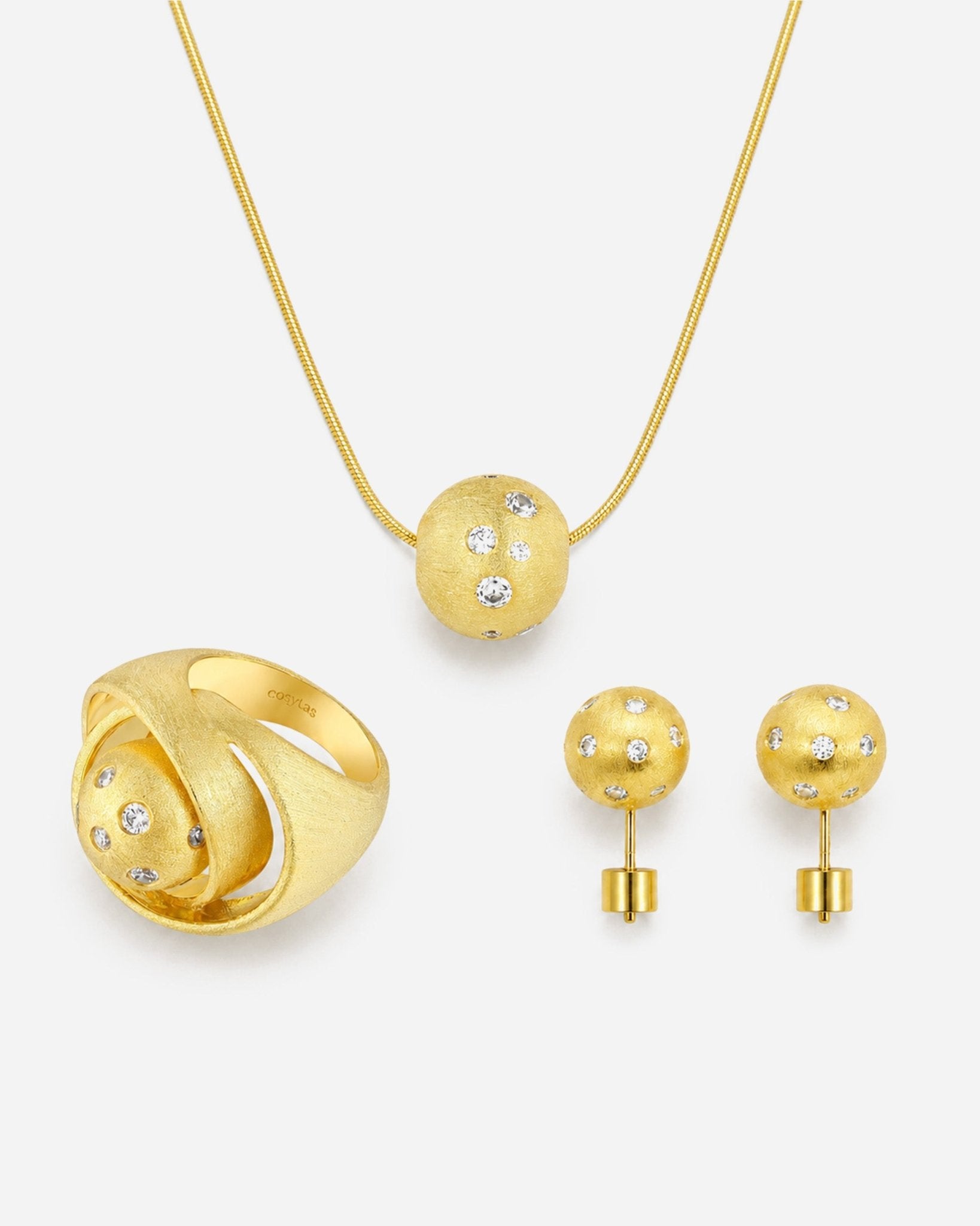 Perla de Mar Schmuck-Set – Perlen-Motiv aus vergoldetem Metall, La Playa Kollektion Cosytas