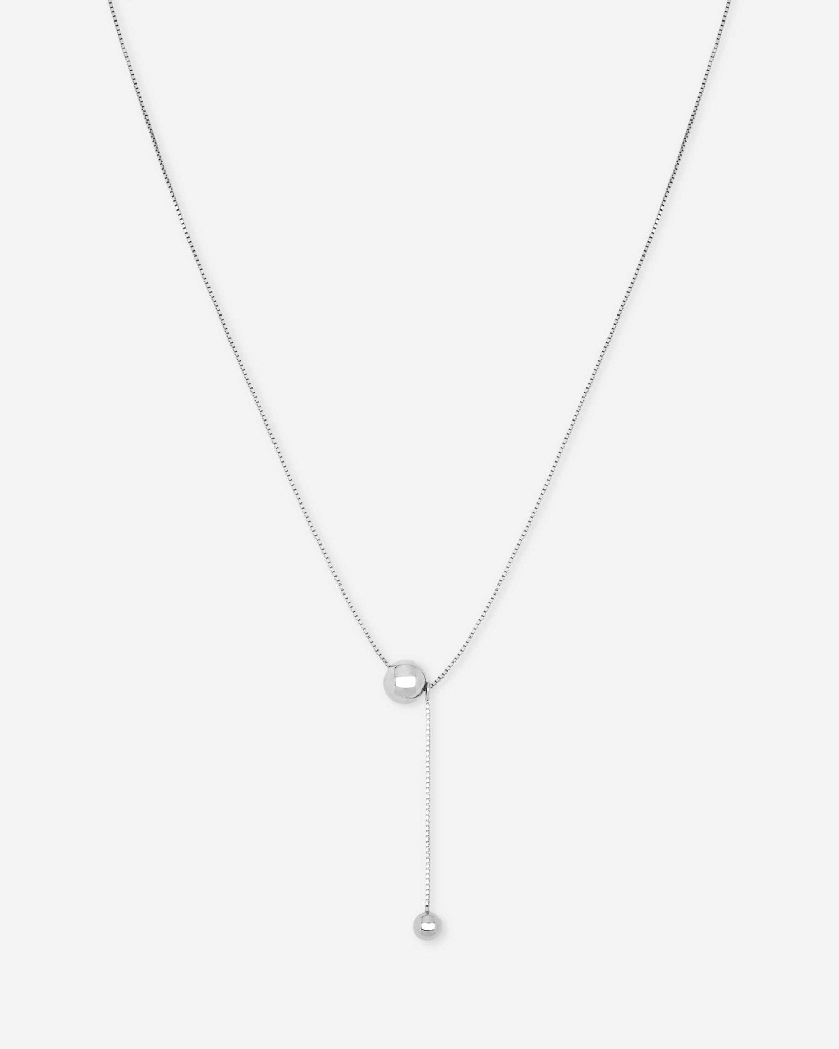 Silver Balance Halskette von Cosytas, Schmuckmarke aus Zürich, reines 925 Silber, Y-Design mit polierten Kugeln