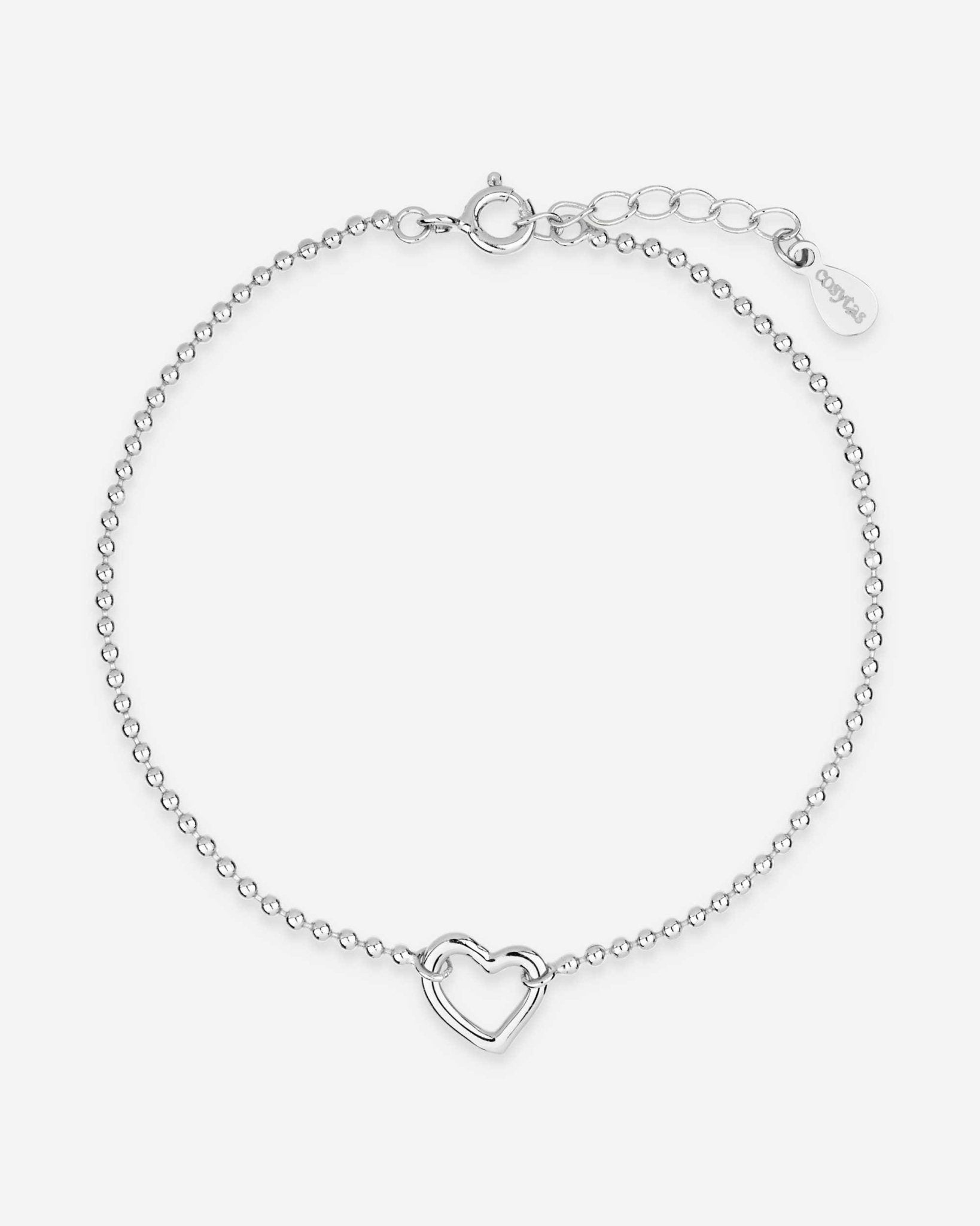 Silver Heartline Armband von Cosytas, Schmuckmarke aus Zürich, reines 925 Silber mit offenem Herz