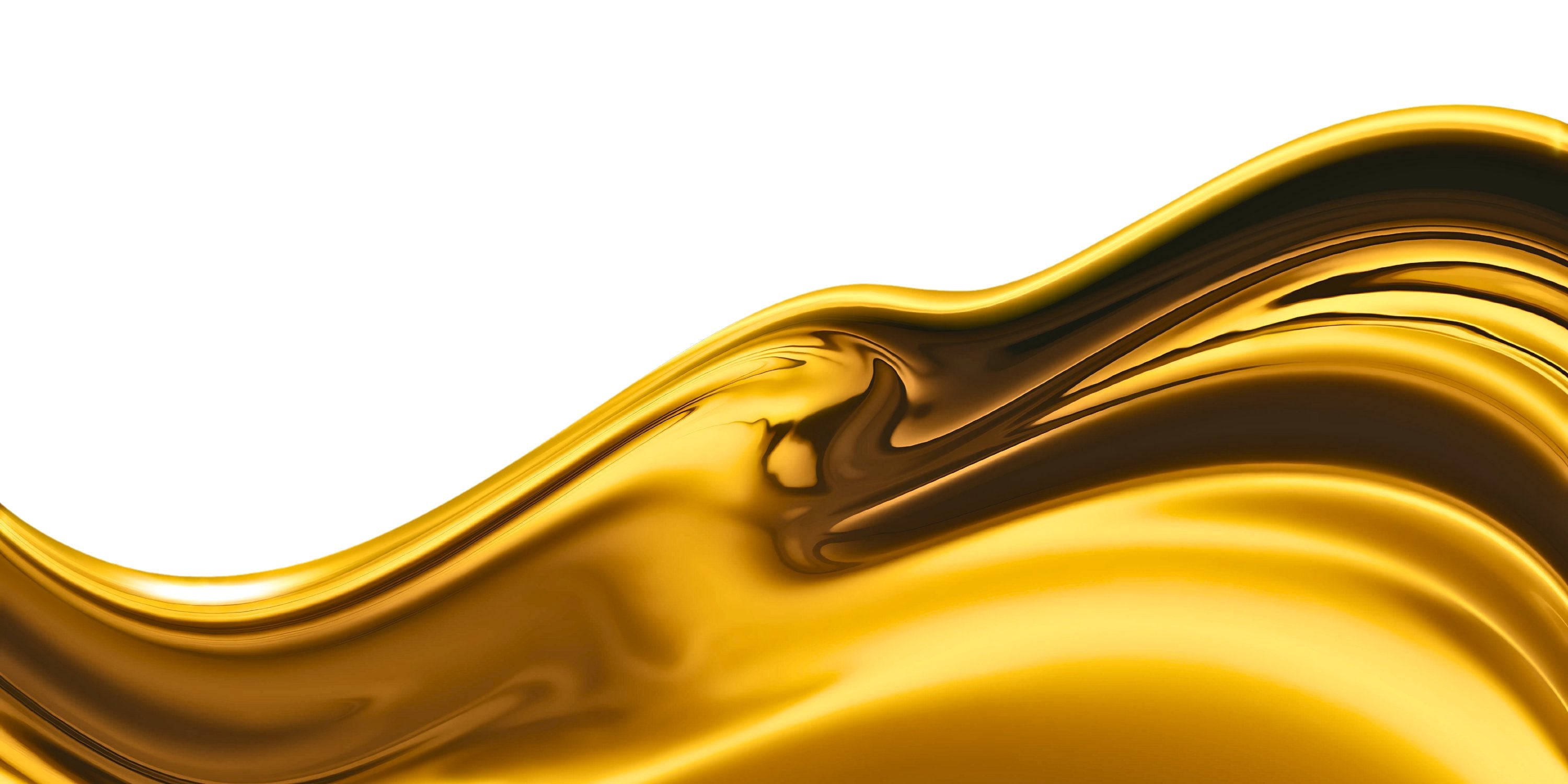 Abstrakte goldene Flüssigkeitswelle mit glänzender Oberfläche. Das Bild vermittelt Eleganz und Luxus und passt zum Thema hochwertiger Schmuck.