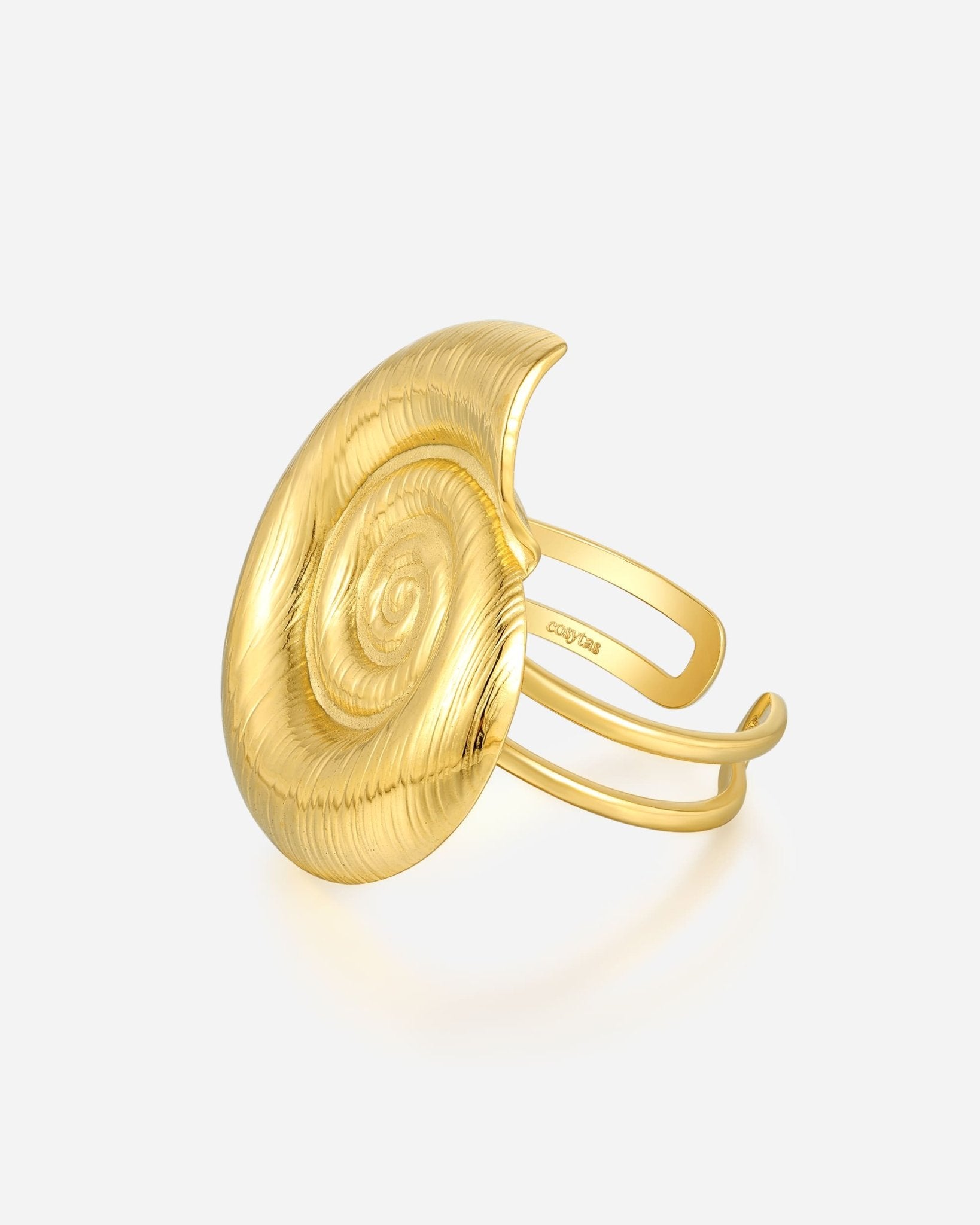 Caracol Ring – Seitenansicht Spiralform am Finger, La Playa Kollektion Cosytas