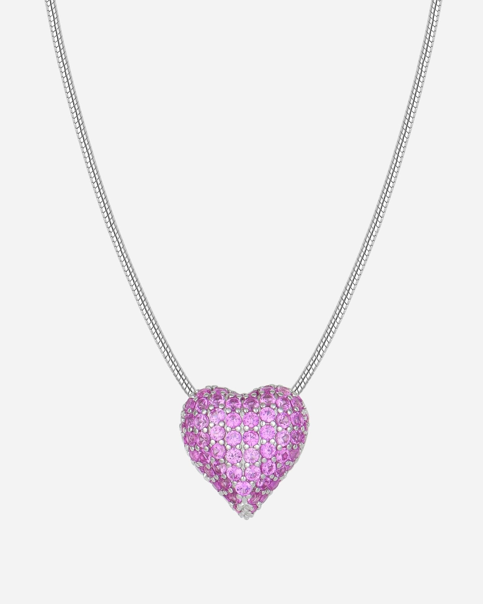 Halskette Cupida Pink aus reinem 925 Sterling Silber, herzförmiger Anhänger mit pinken Zirkonia