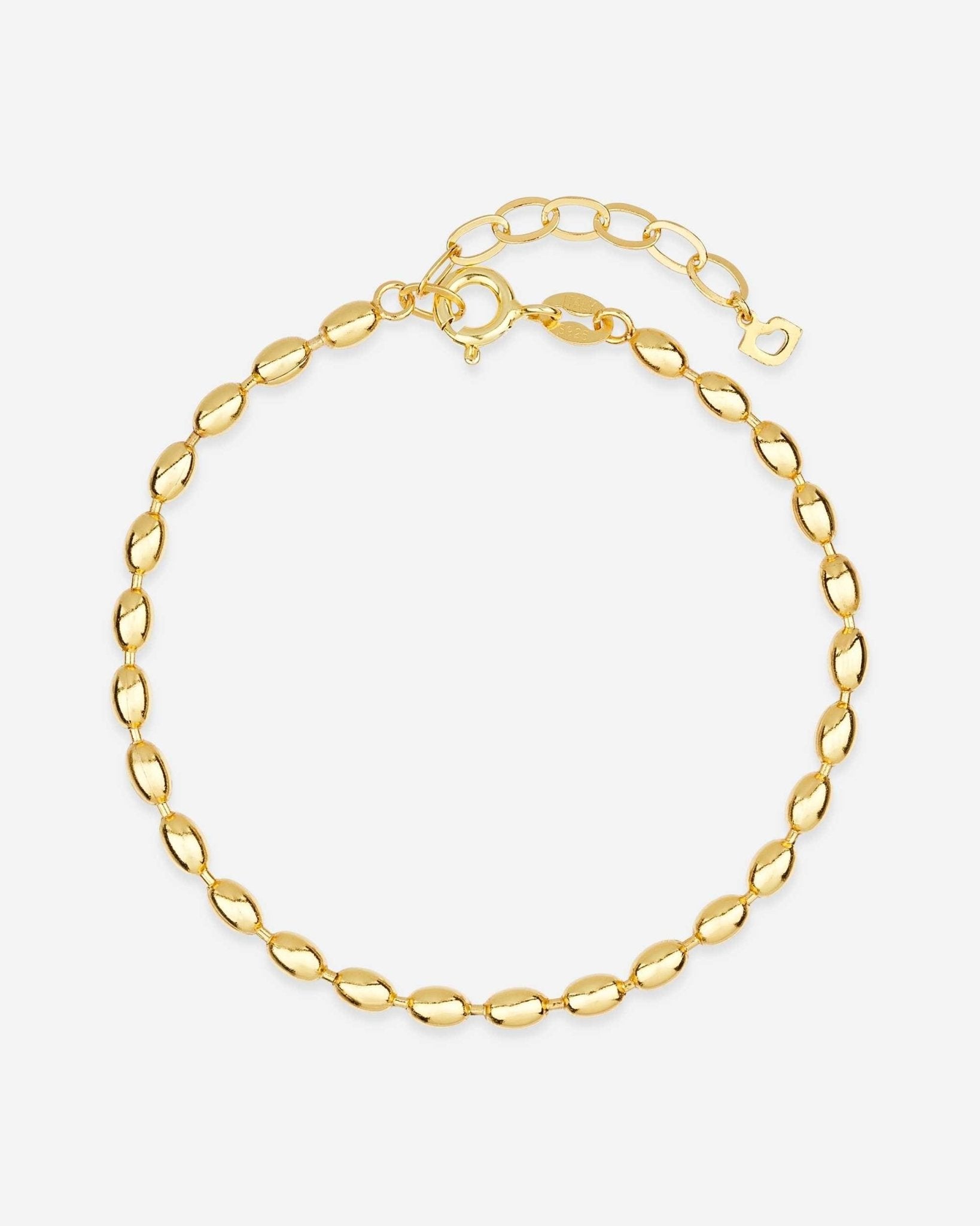 Golden Drops Armband von Cosytas, Schmuckmarke aus Zürich, 925 Silber, 18k vergoldet, ovale Tropfenglieder