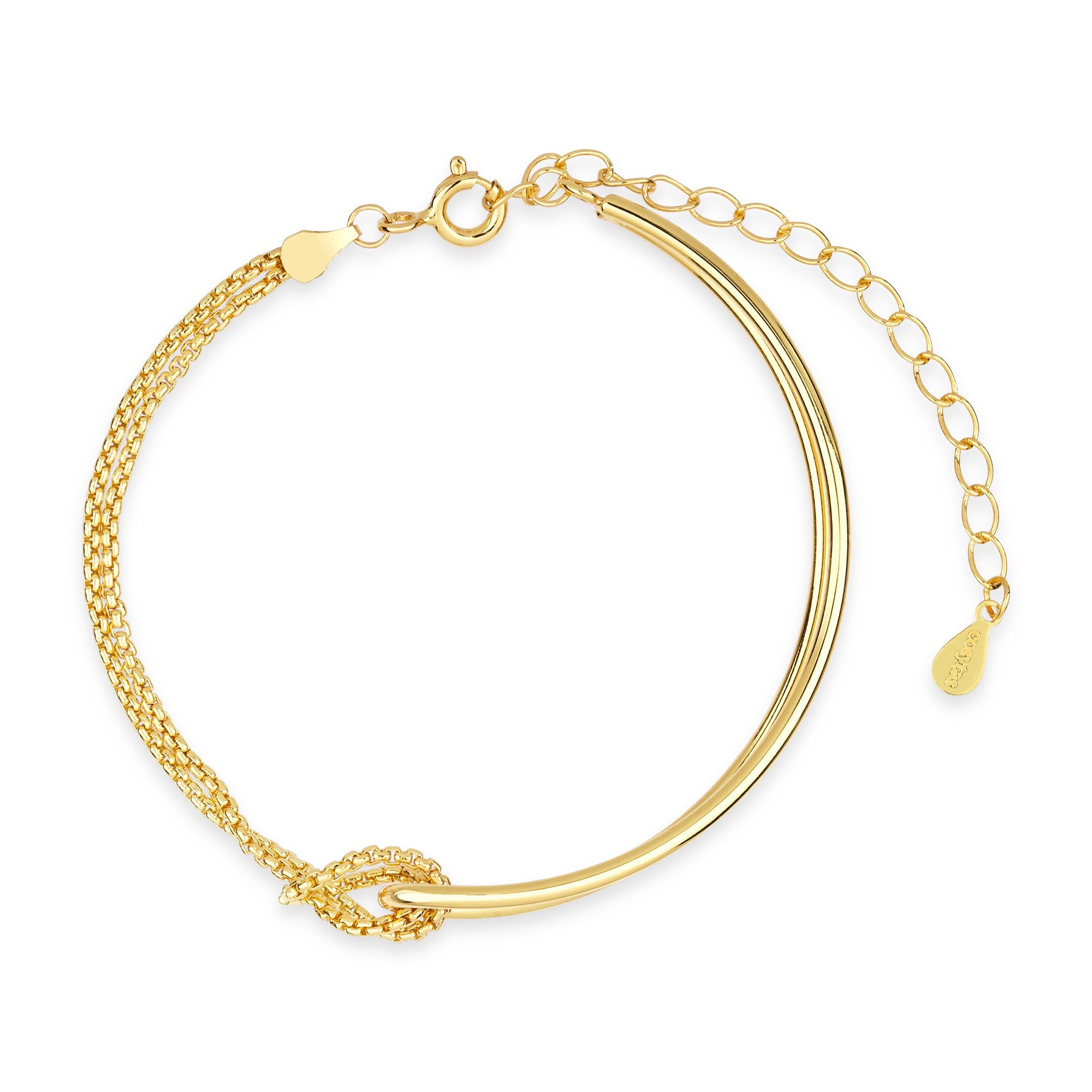 Vorderansicht des Cosytas Gold Harmony Armbands mit elegantem Design aus zwei Bändern