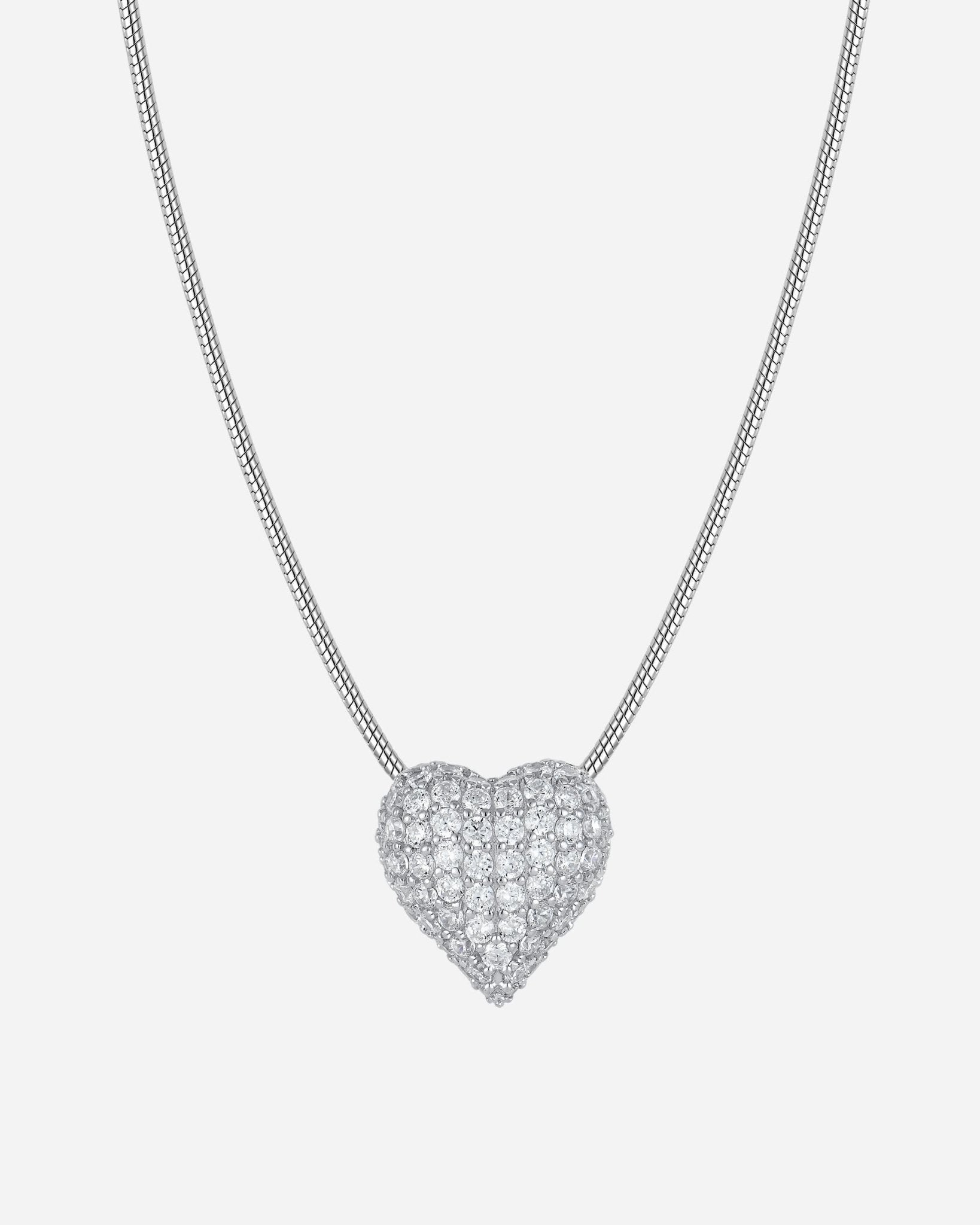 Halskette Cupida White aus reinem 925 Sterling Silber, herzförmiger Anhänger mit weissen Zirkonia