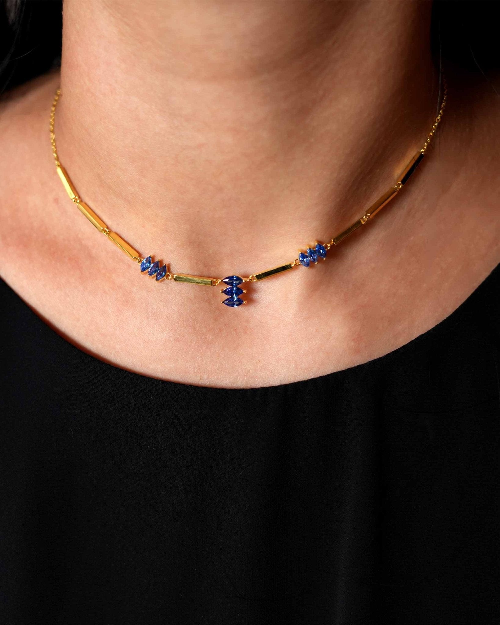 Moira Blue Halskette, 18k Gold Vermeil