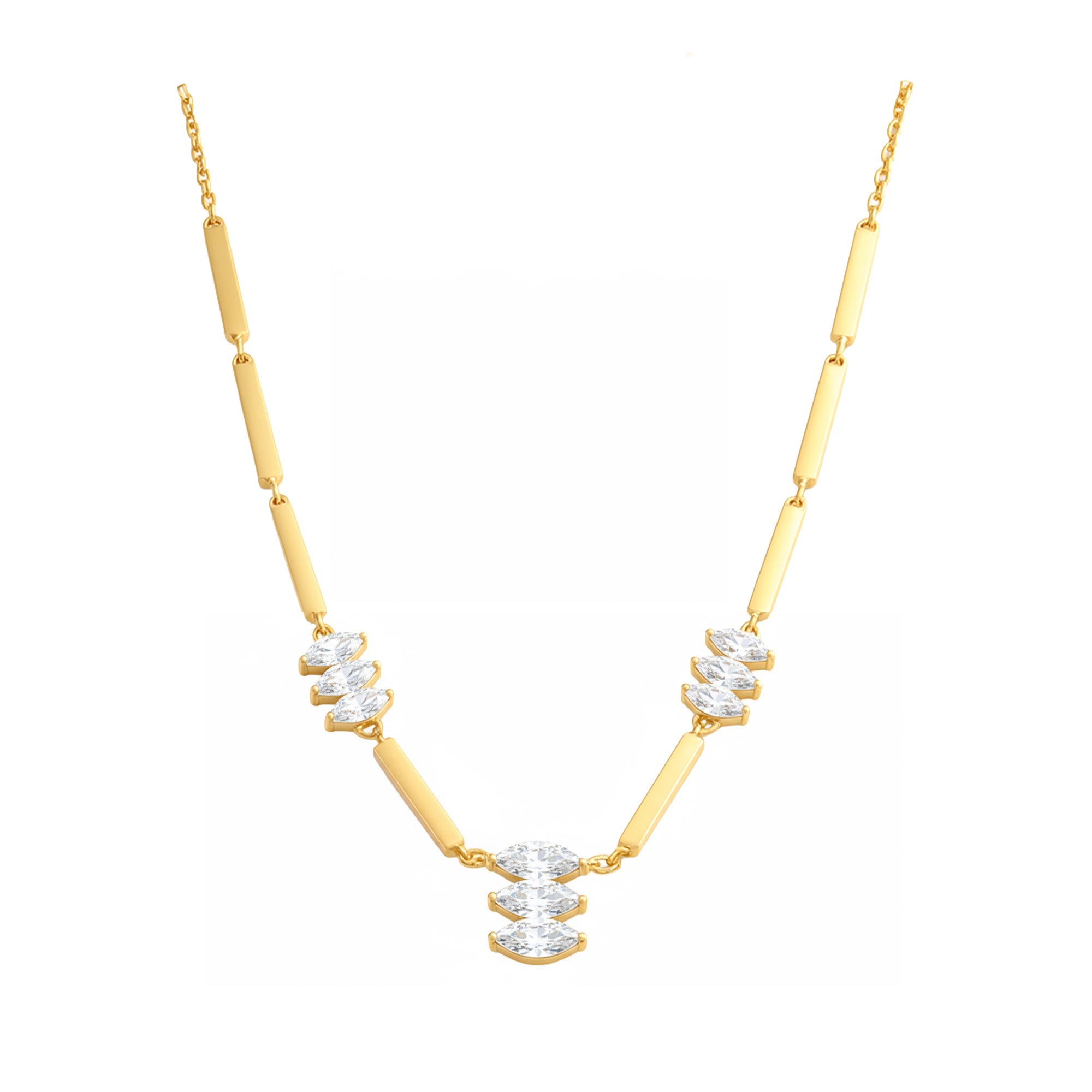 Moira White Halskette von Cosytas, zarte Halskette aus 18k Gold Vermeil auf 925 Silber mit weissem Akzentdesign.