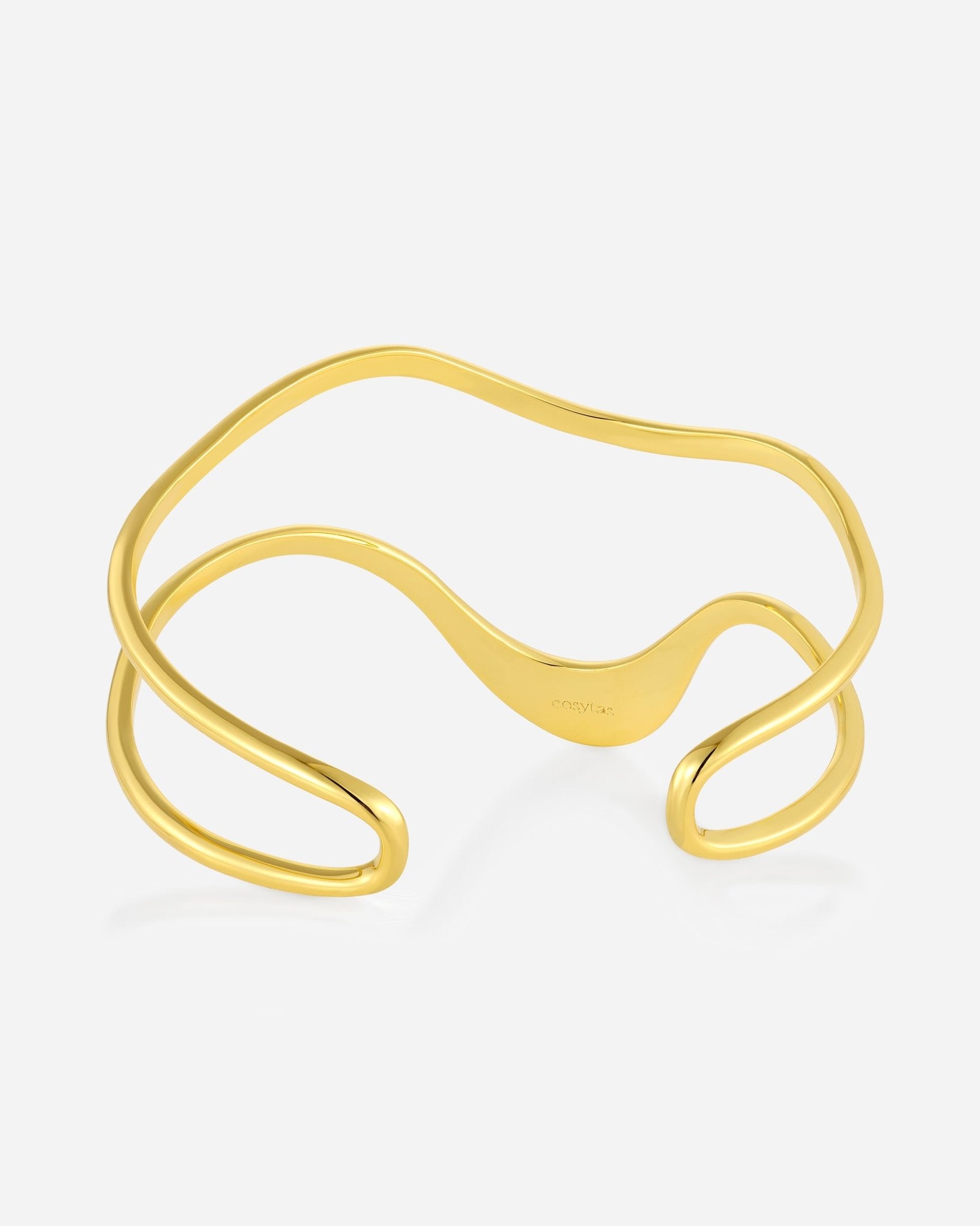 Ola Armband – Detailansicht Wellendesign aus vergoldetem Metall, Cosytas