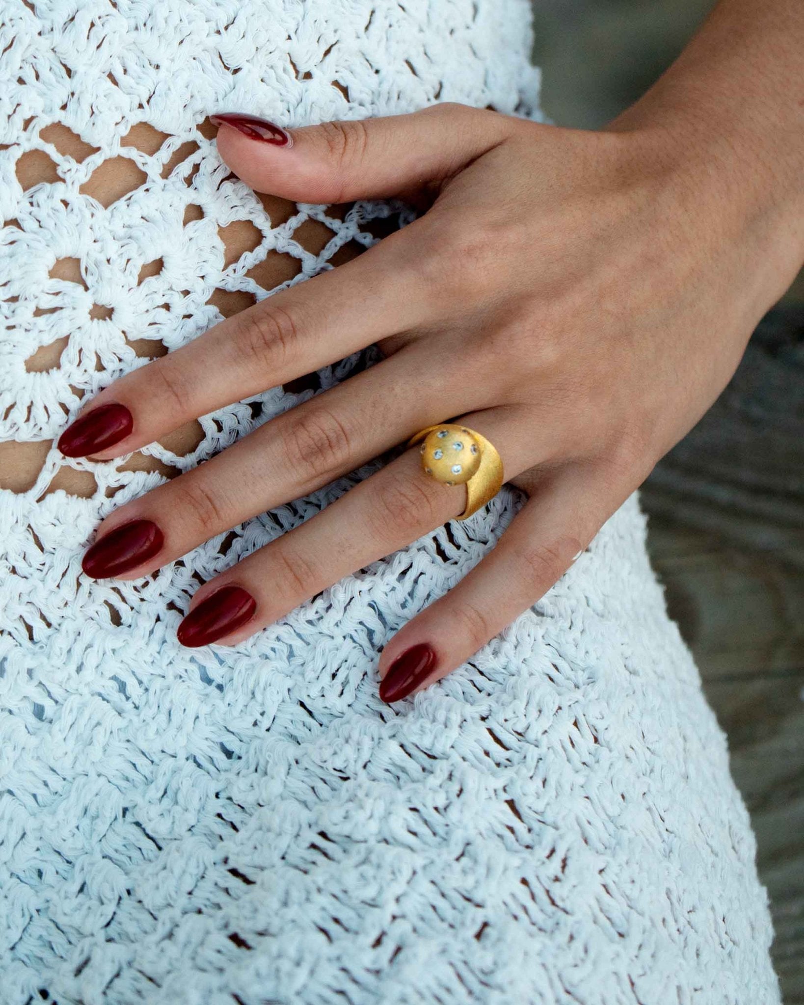 Perla Ring aus vergoldetem Metall – Perlen-Motiv, La Playa Kollektion Cosytas